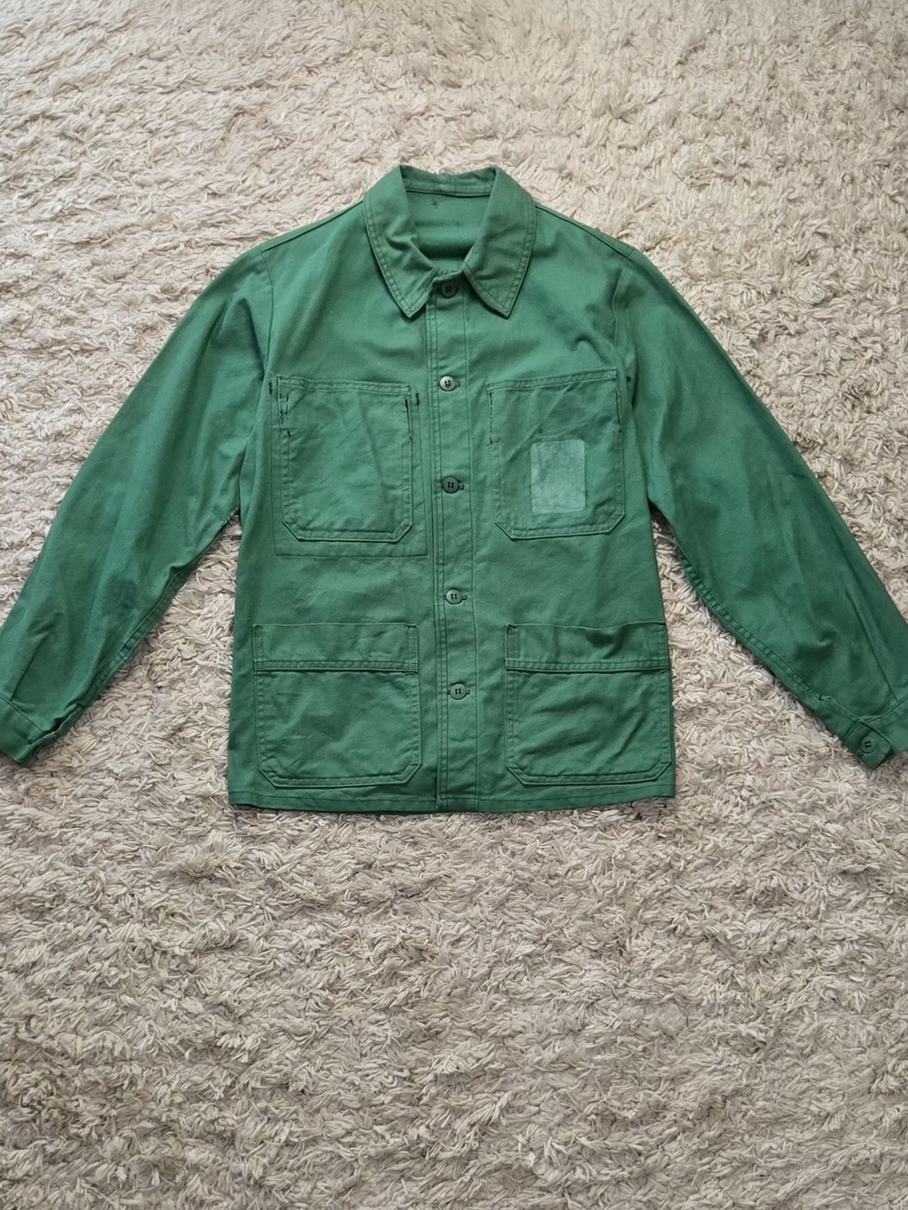 VTG 80s French Green Overdyed Chore Jacker S